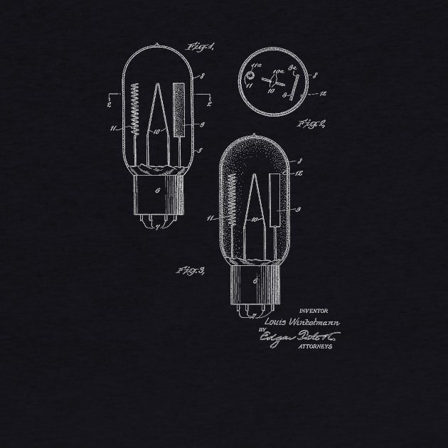 Vacuum Tube Vintage Patent Hand Drawing by TheYoungDesigns